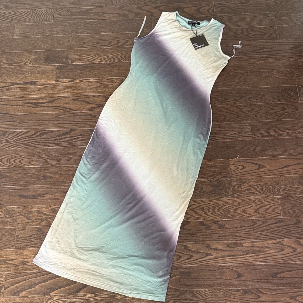NWT - See you Monday Gradient Mesh Lined Bodycon Dress - Size Women L